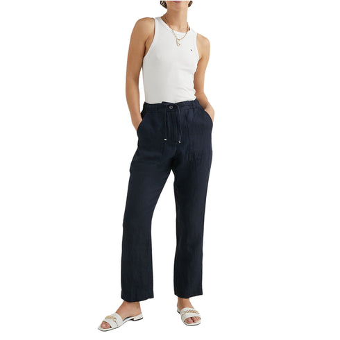 Pantalone Donna boyfriend in lino Blu Tommy Hilfiger- Francavilla Moda