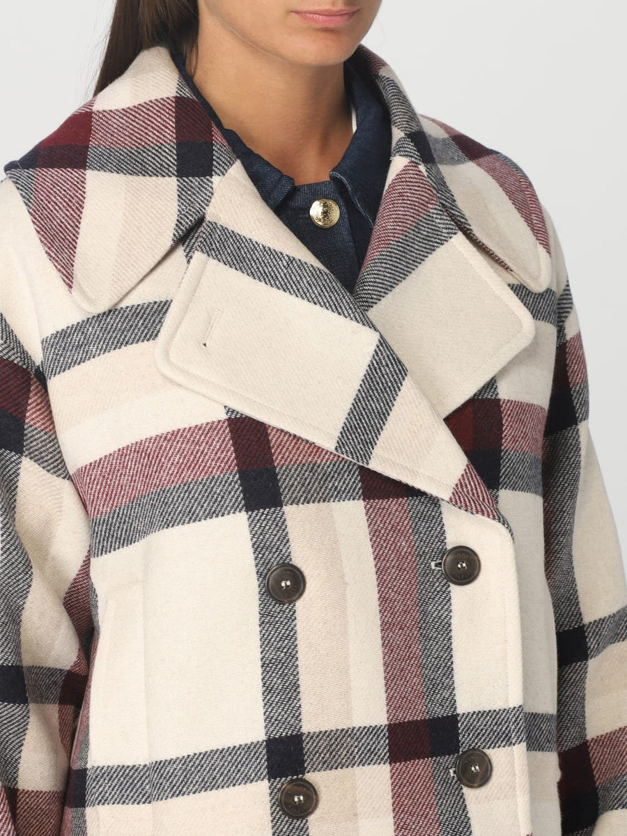 Lana Donna Cappotto Lana Cotta Quadri Tommy Hilfiger Cappotto