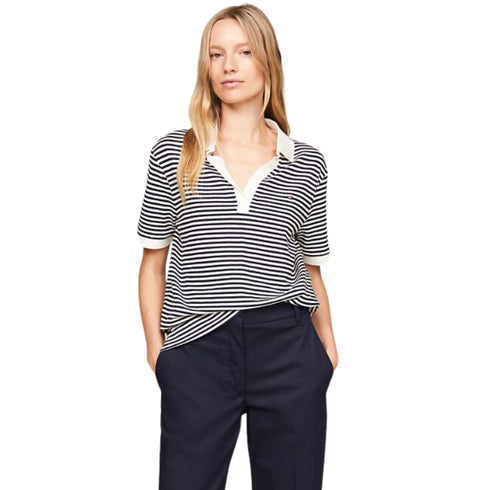 Tommy Hilfiger Polo Polo Donna a righe orizzontali Blu - Francavilla Moda