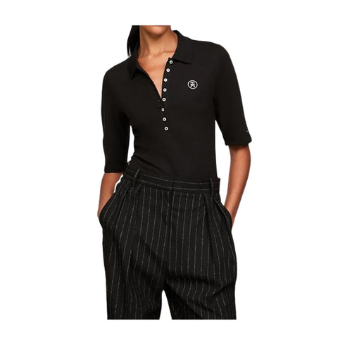 Tommy Hilfiger Polo Polo Donna con maniche a tre quarti Nero - Francavilla Moda