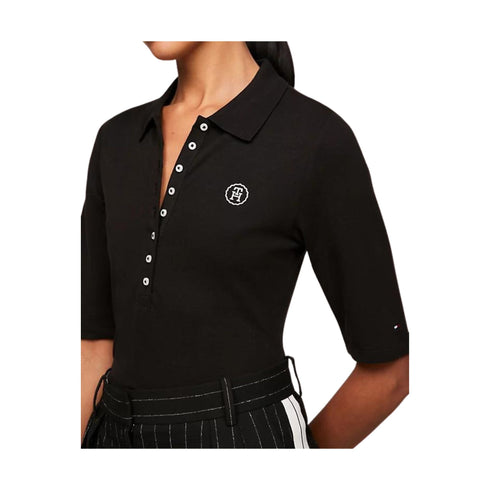 Tommy Hilfiger Polo Polo Donna con maniche a tre quarti Nero - Francavilla Moda