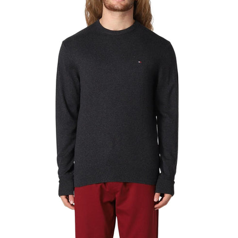 Pullover a girocollo con logo brand Grigio scuro TOMMY HILFIGER- Francavilla Moda