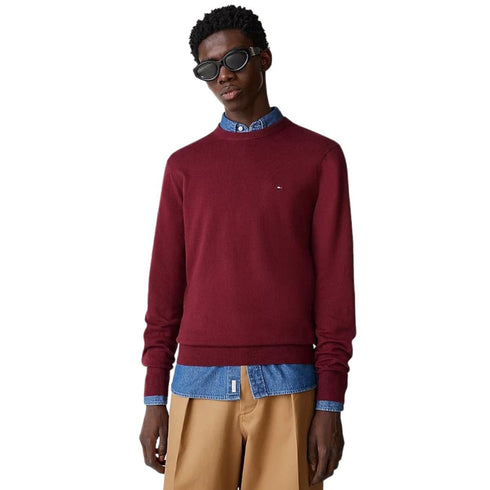 Pullover a girocollo con logo brand Bordeaux TOMMY HILFIGER- Francavilla Moda
