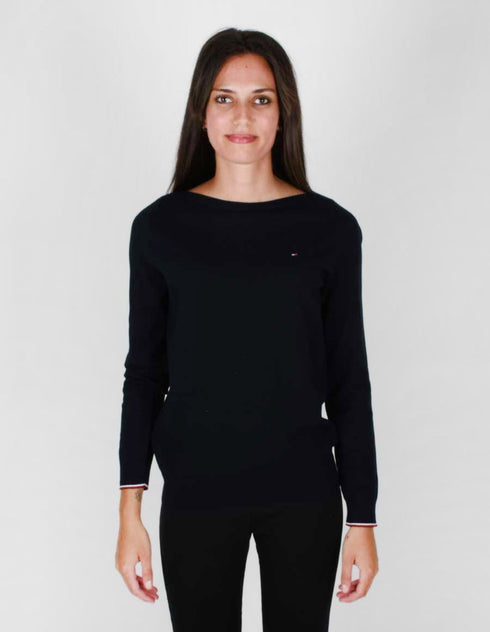 Pullover Donna con scollo a barca Blu TOMMY HILFIGER- Francavilla Moda