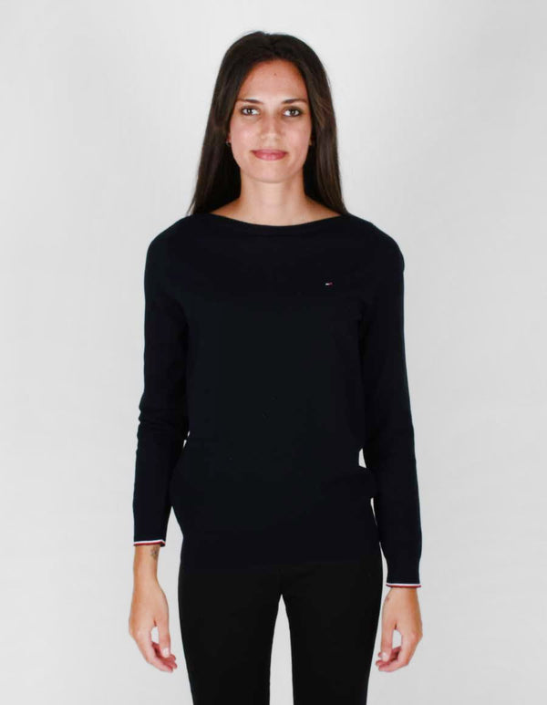Pullover Donna con scollo a barca Blu TOMMY HILFIGER- Francavilla Moda