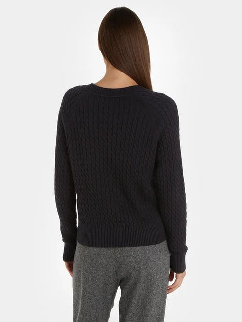 Pullover Donna girocollo a treccia Nero Tommy Hilfiger- Francavilla Moda