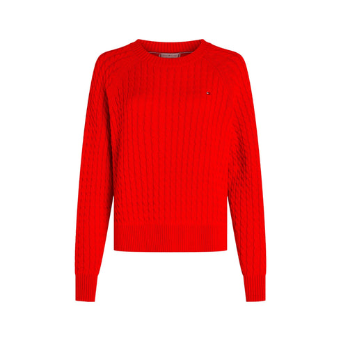 Pullover Donna girocollo a treccia Rosso Tommy Hilfiger- Francavilla Moda