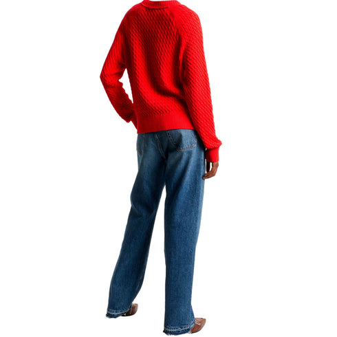 Pullover Donna girocollo a treccia Rosso Tommy Hilfiger- Francavilla Moda