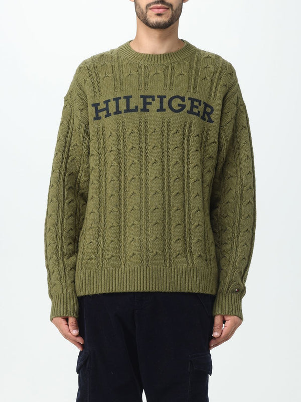 Pullover Uomo Cable Monotype Verde Tommy Hilfiger- Francavilla Moda