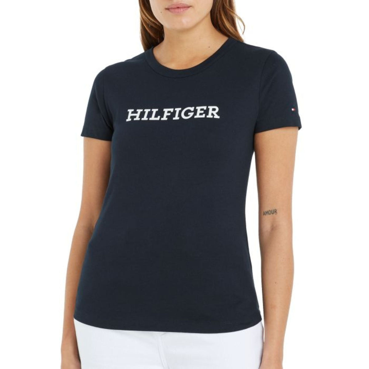 Tommy Hilfiger T-shirt Maniche Corte Donna Scollo Rotondo, Blu