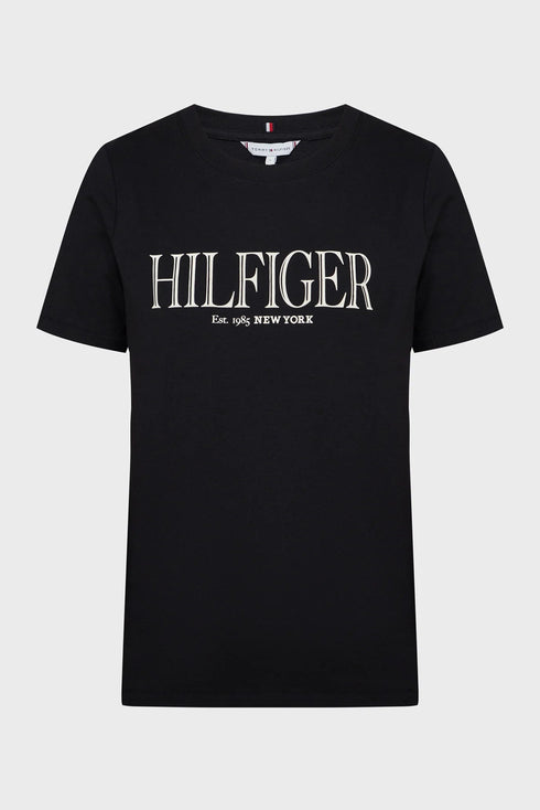 Tommy Hilfiger T-shirt mm T-shirt Donna con scritta a contrasto Nero - Francavilla Moda