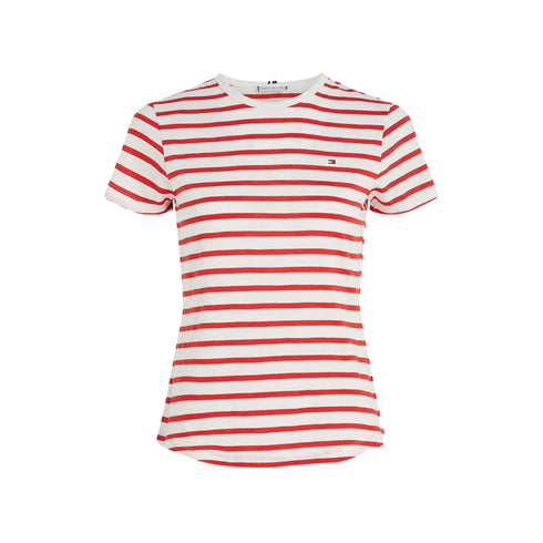 T-shirt Donna girocollo Bianco rosso Tommy Hilfiger- Francavilla Moda