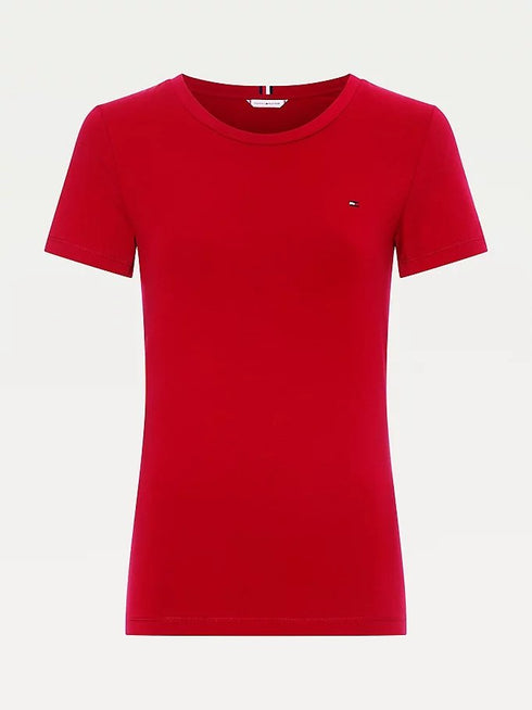 T-Shirt Donna WW26739 con scollatura tonda Bordeaux TOMMY HILFIGER- Francavilla Moda