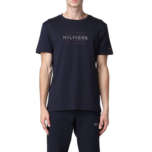 T-shirt Uomo con inserto a V e logo Blu TOMMY HILFIGER- Francavilla Moda