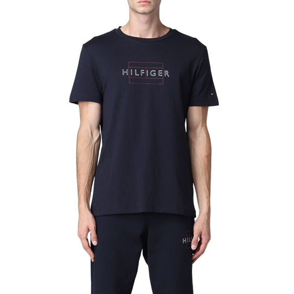 T-shirt Uomo con inserto a V e logo Blu TOMMY HILFIGER- Francavilla Moda