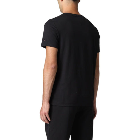 T-shirt Uomo con inserto a V e logo Nero TOMMY HILFIGER- Francavilla Moda