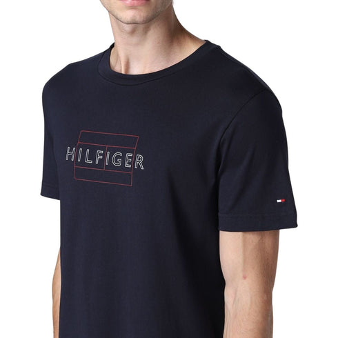 T-shirt Uomo con inserto a V e logo Blu TOMMY HILFIGER- Francavilla Moda