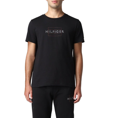 T-shirt Uomo con inserto a V e logo Nero TOMMY HILFIGER- Francavilla Moda