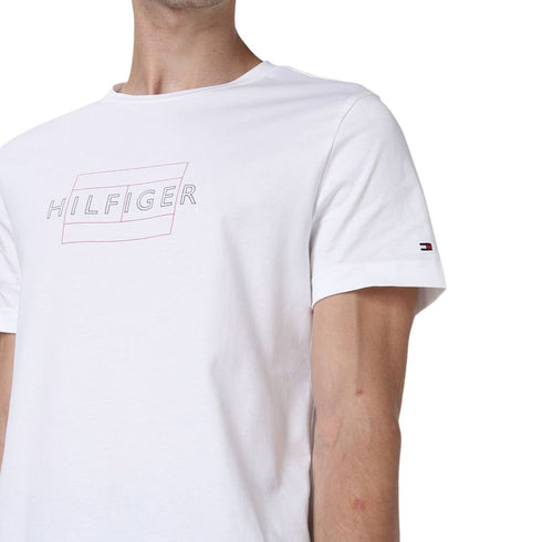 T-shirt Uomo con inserto a V e logo Bianco TOMMY HILFIGER- Francavilla Moda