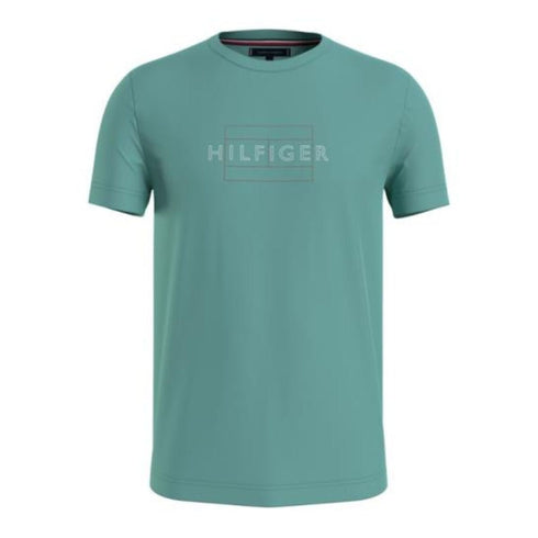 T-shirt Uomo con inserto a V e logo Verde polvere TOMMY HILFIGER- Francavilla Moda