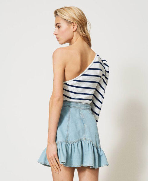 Maglia Donna 211TT3212 monospalla a righe Bianco blu TWINSET- Francavilla Moda