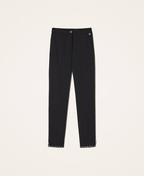 Pantalone Donna sigaretta con ricami Nero Twinset- Francavilla Moda