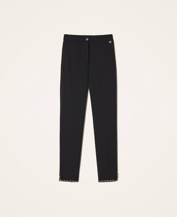 Pantalone Donna sigaretta con ricami Nero Twinset- Francavilla Moda