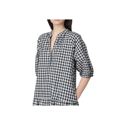 Abito Donna a quadri con balze Blu panna WOOLRICH- Francavilla Moda