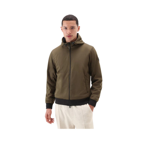 Giubbino Uomo in tessuto Softshell Verde WOOLRICH- Francavilla Moda