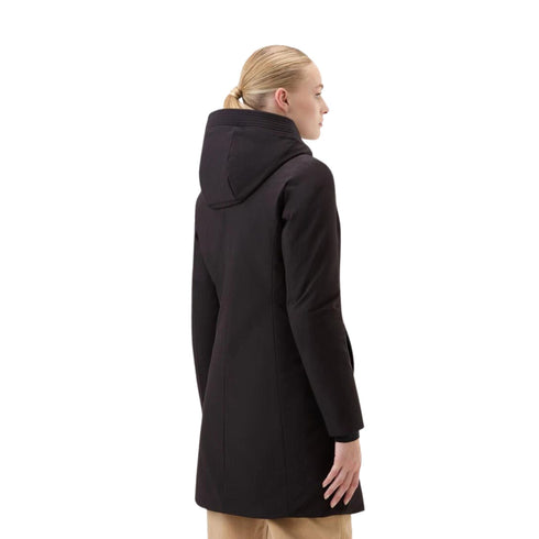 Woolrich Parka lungo Parka Donna Firth con logo gommato Nero - Francavilla Moda