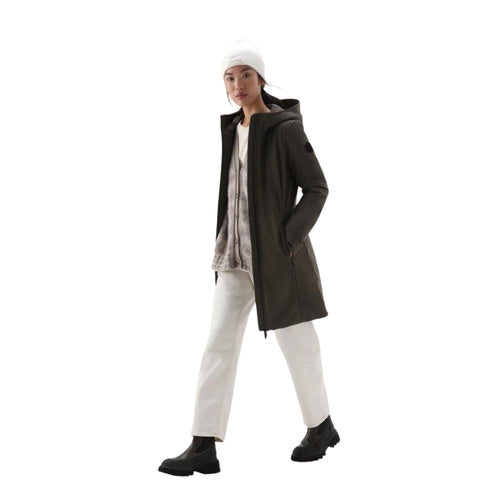 Woolrich Parka lungo Parka Donna Firth con logo gommato Militare A23-WOOLRICHCFWWOU0889FRUT3496-614-S - Francavilla Moda