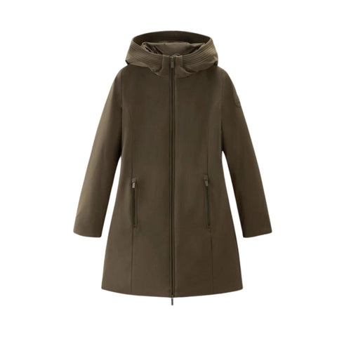 Woolrich Parka lungo Parka Donna Firth con logo gommato Militare A23-WOOLRICHCFWWOU0889FRUT3496-614-S - Francavilla Moda