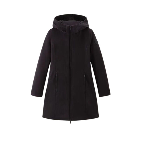 Woolrich Parka lungo Parka Donna Firth con logo gommato Nero - Francavilla Moda