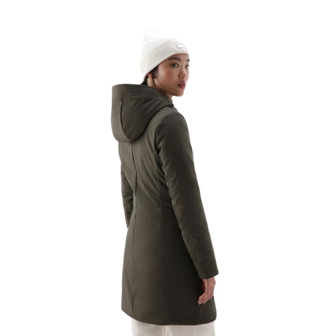 Woolrich Parka lungo Parka Donna Firth con logo gommato Militare A23-WOOLRICHCFWWOU0889FRUT3496-614-S - Francavilla Moda