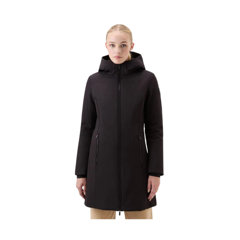 Woolrich Parka lungo Parka Donna Firth con logo gommato Nero - Francavilla Moda