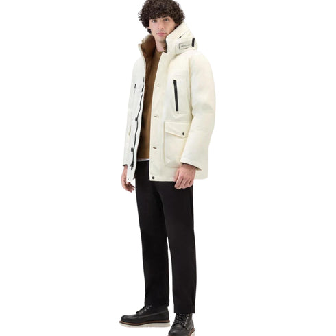 Parka Uomo lungo in tessuto Ramar Bianco Woolrich- Francavilla Moda