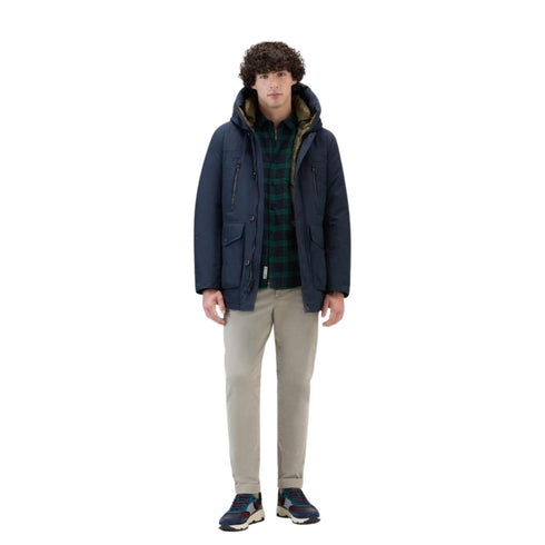 Woolrich Parka lungo Parka Uomo lungo in tessuto Ramar Blu A23-WOOLRICHCFWOOU0866MRUT0001-MLB-S - Francavilla Moda