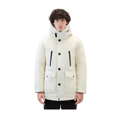 Woolrich Parka lungo Parka Uomo lungo in tessuto Ramar Bianco - Francavilla Moda