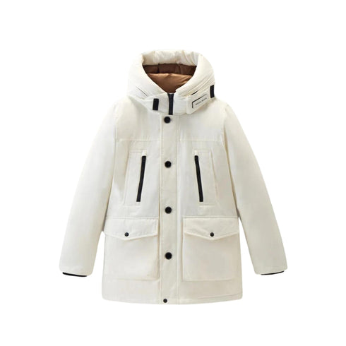 Parka Uomo lungo in tessuto Ramar Bianco Woolrich- Francavilla Moda