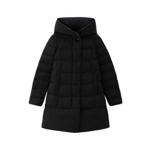 Piumino Donna lungo Puffy Nero Woolrich- Francavilla Moda