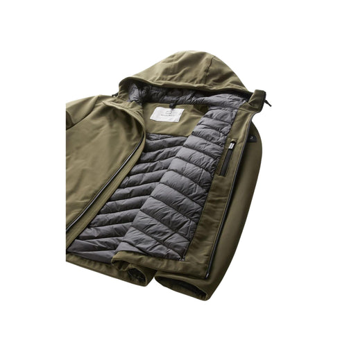 Piumino Uomo corto Pacific in softshell Verde militare Woolrich- Francavilla Moda