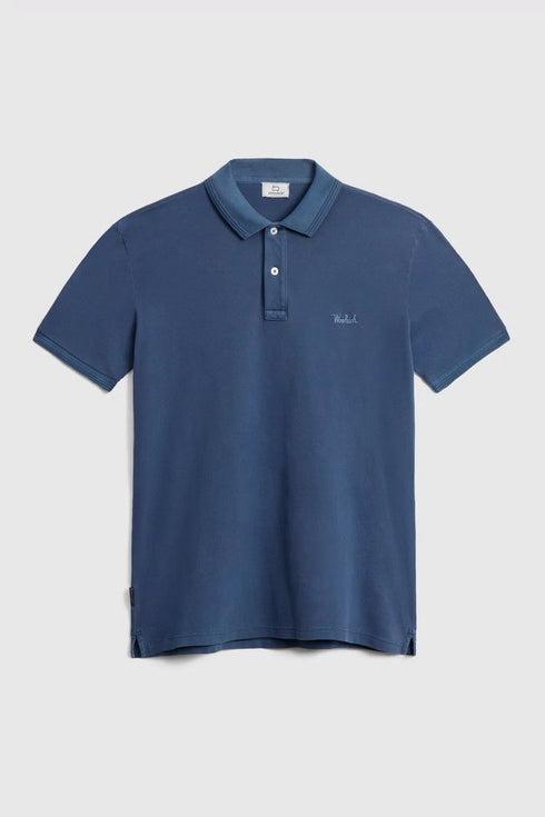 Polo Uomo in cotone effetto vintage Blu WOOLRICH- Francavilla Moda