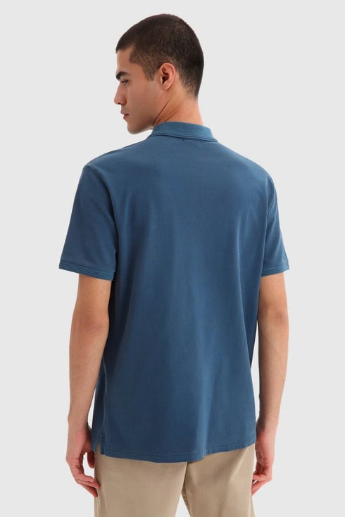 Polo Uomo in cotone effetto vintage Blu WOOLRICH- Francavilla Moda