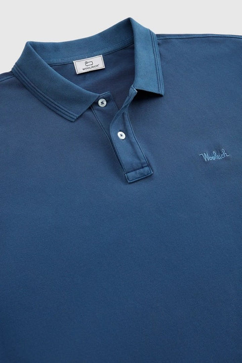 Polo Uomo in cotone effetto vintage Blu WOOLRICH- Francavilla Moda