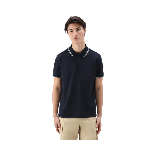 Polo Uomo Monterey in piqué di cotone Blu WOOLRICH- Francavilla Moda