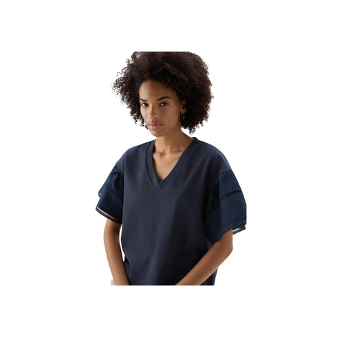 T-shirt Donna con maniche a palloncino Blu WOOLRICH- Francavilla Moda