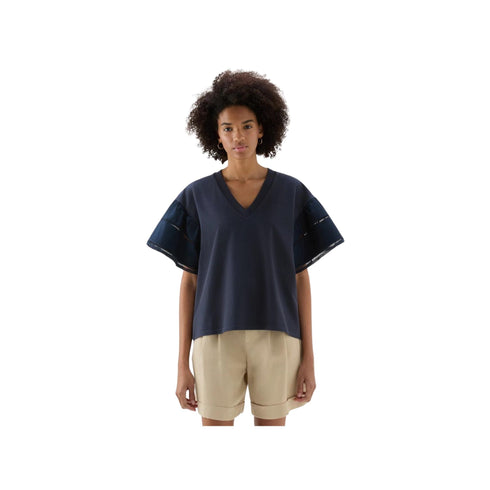 T-shirt Donna con maniche a palloncino Blu WOOLRICH- Francavilla Moda