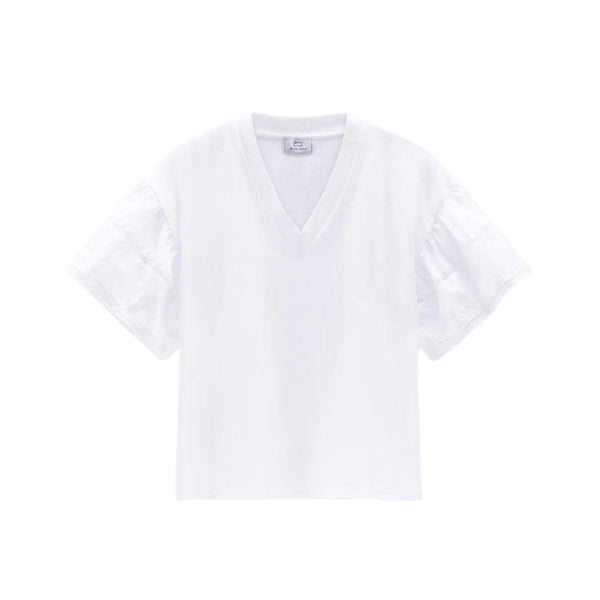 T-shirt Donna con maniche a palloncino Bianco WOOLRICH- Francavilla Moda
