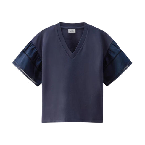 T-shirt Donna con maniche a palloncino Blu WOOLRICH- Francavilla Moda