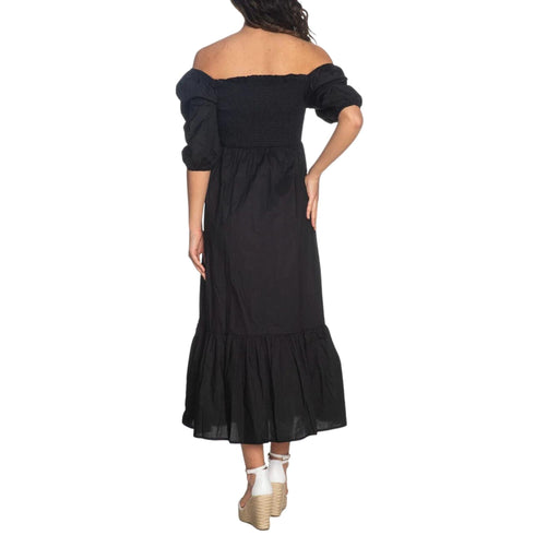 Abito Donna lungo con balza Nero YES ZEE- Francavilla Moda